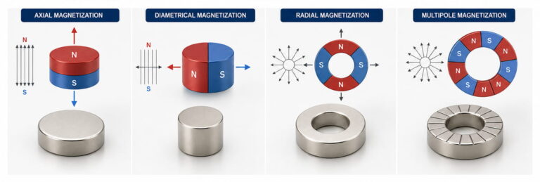 Imanes de NdFeB a medida: tipos de magnetización disponibles