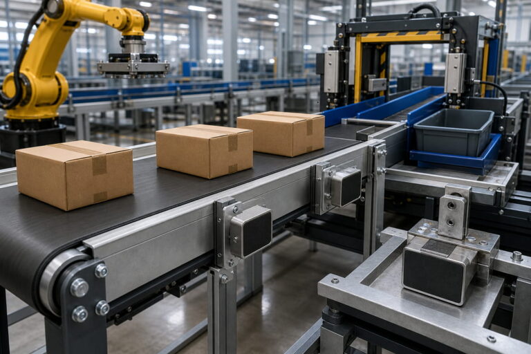 Imán para la automatización industrial en sistemas de transporte