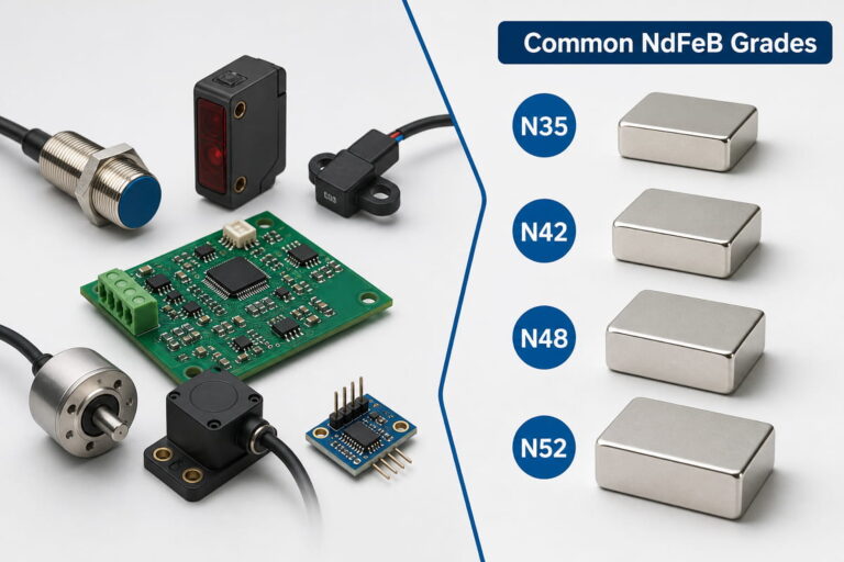 Grados habituales de NdFeB para sensores y componentes electrónicos