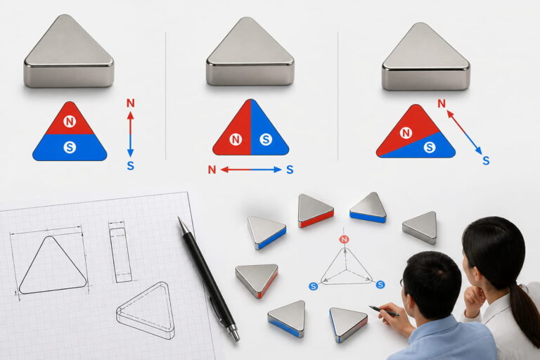Dirección de magnetización del imán triangular de neodimio