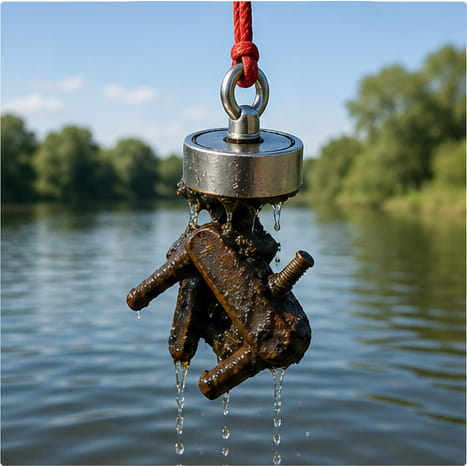 Imanes de neodimio utilizados para la pesca con imán