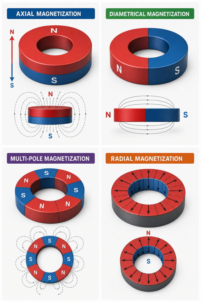 Opciones de magnetización de los imanes de anillo