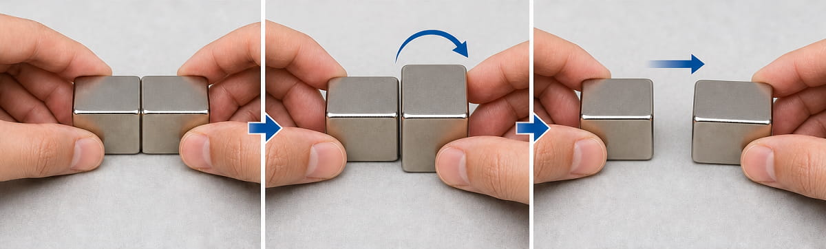 Rotating to Separate Neodymium Magnets