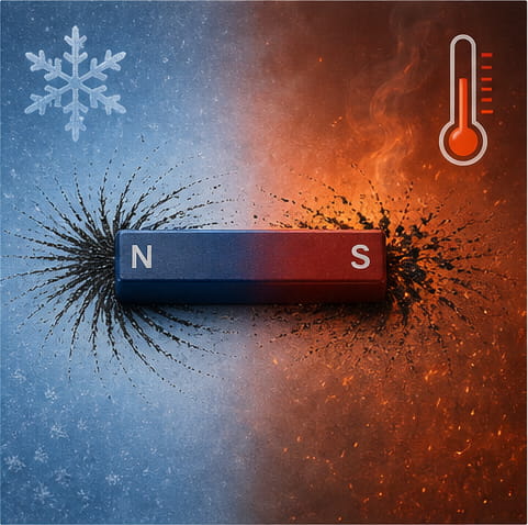 La temperatura influye en la intensidad de los polos magnéticos