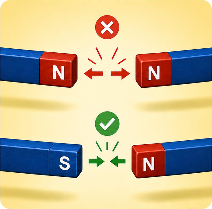 The Repulsion Test to Identify North and South Poles