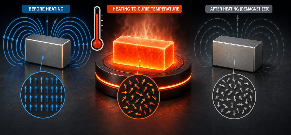 Desmagnetización térmica (calor)