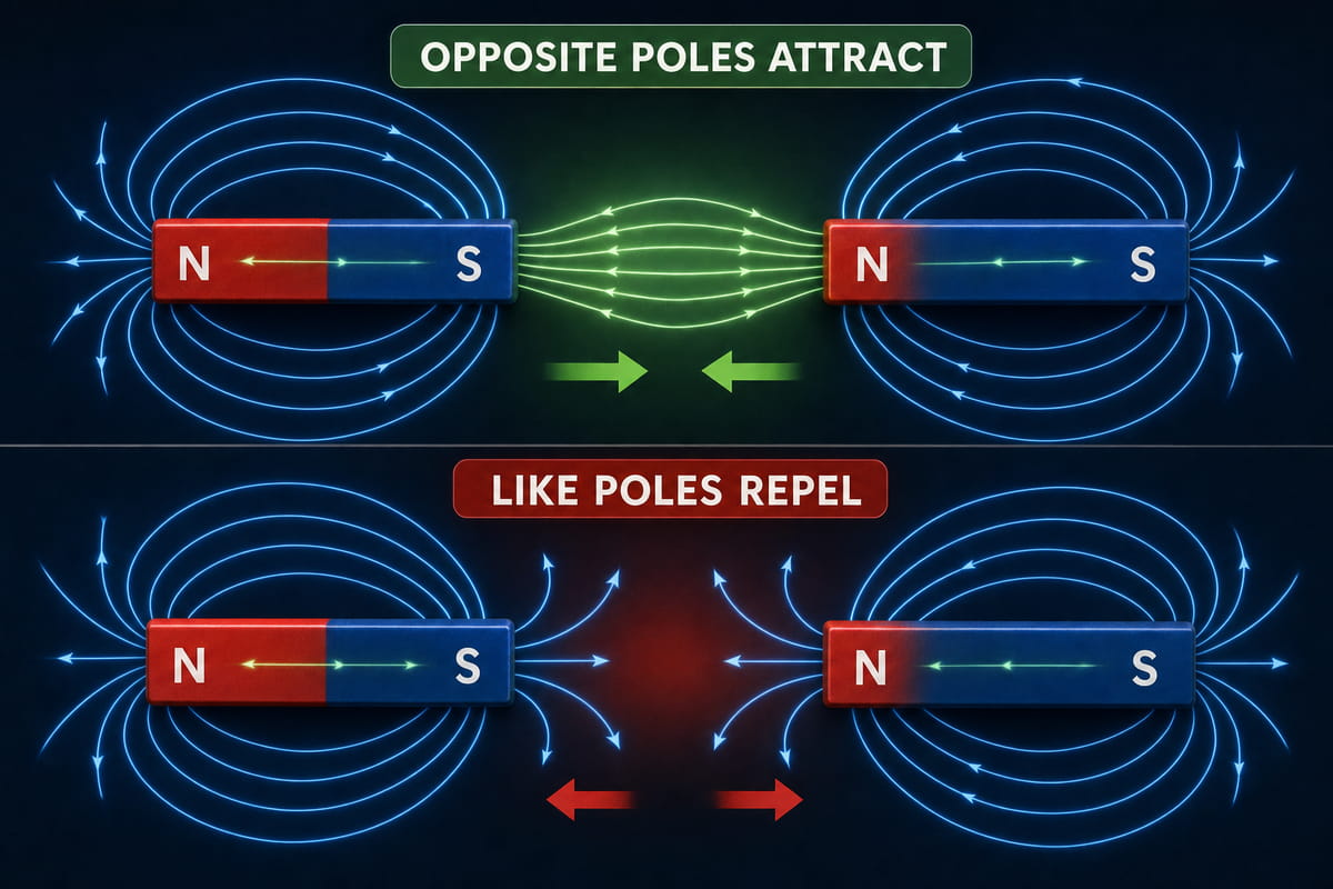 ¿Por qué se atraen los polos opuestos de una barra magnética?