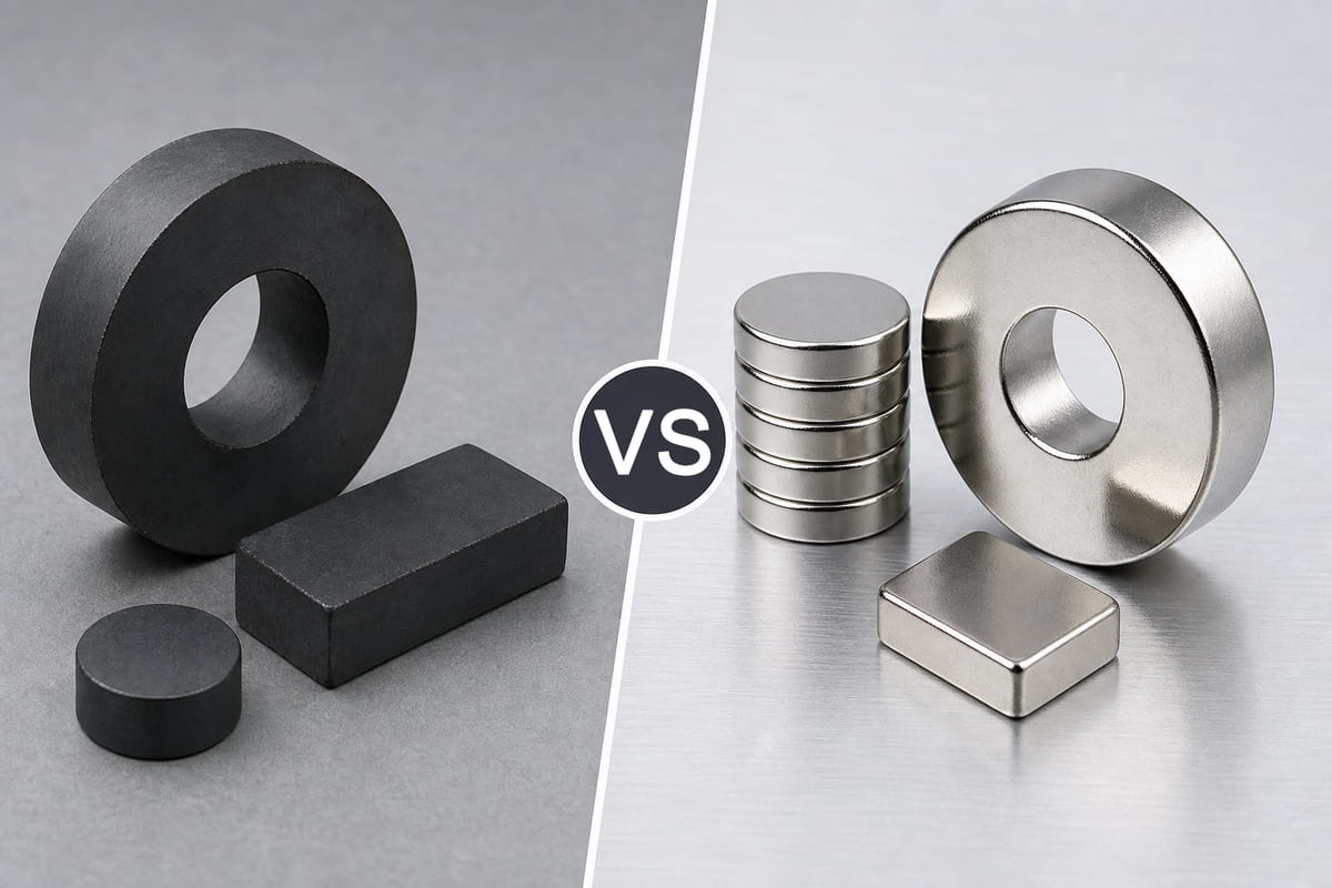 ¿Cuál es la diferencia entre un imán de ferrita y uno de neodimio?