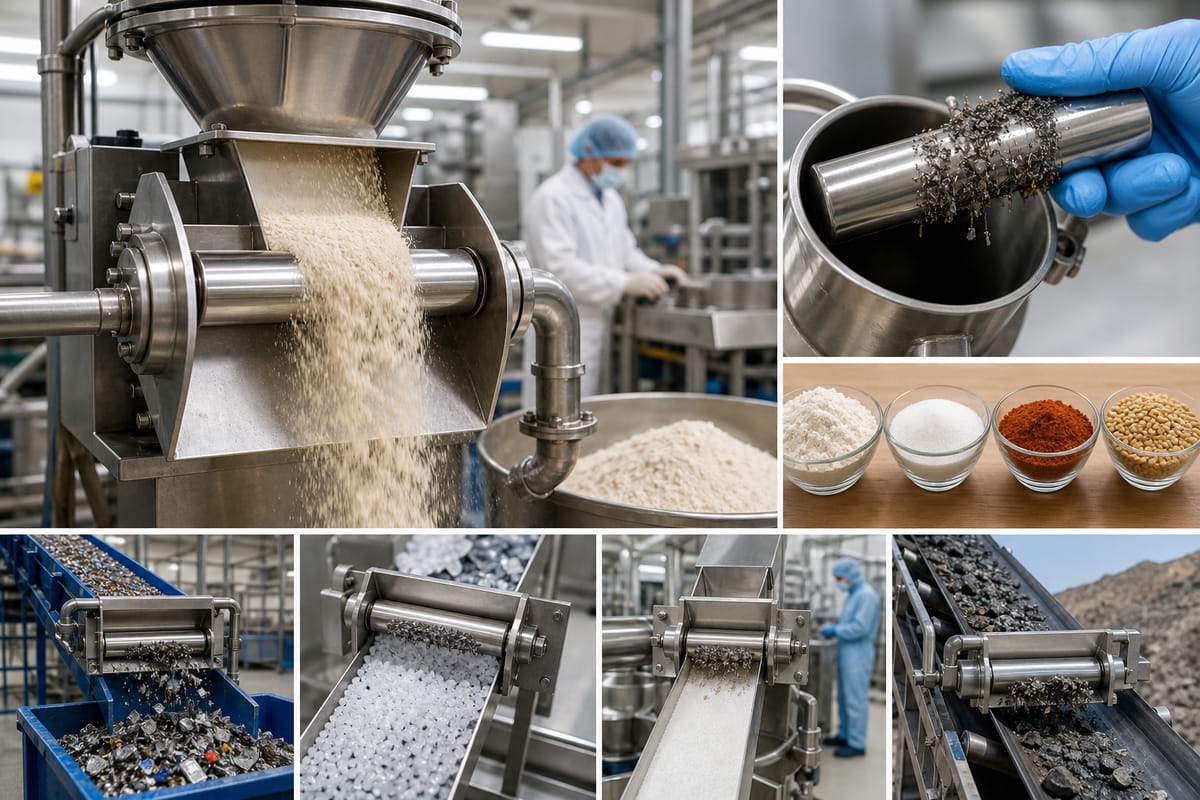 Imanes en barra utilizados para la separación magnética industrial