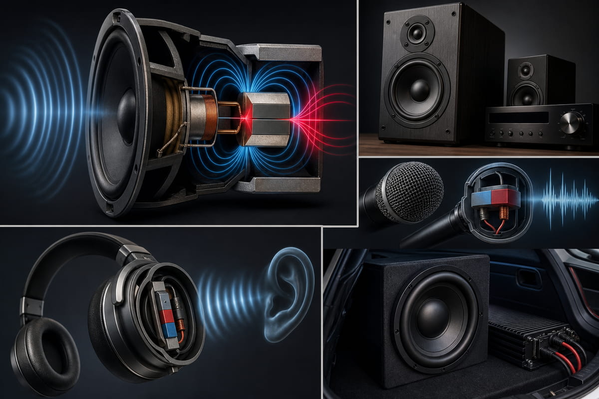 Imanes en barra utilizados en dispositivos de sonido