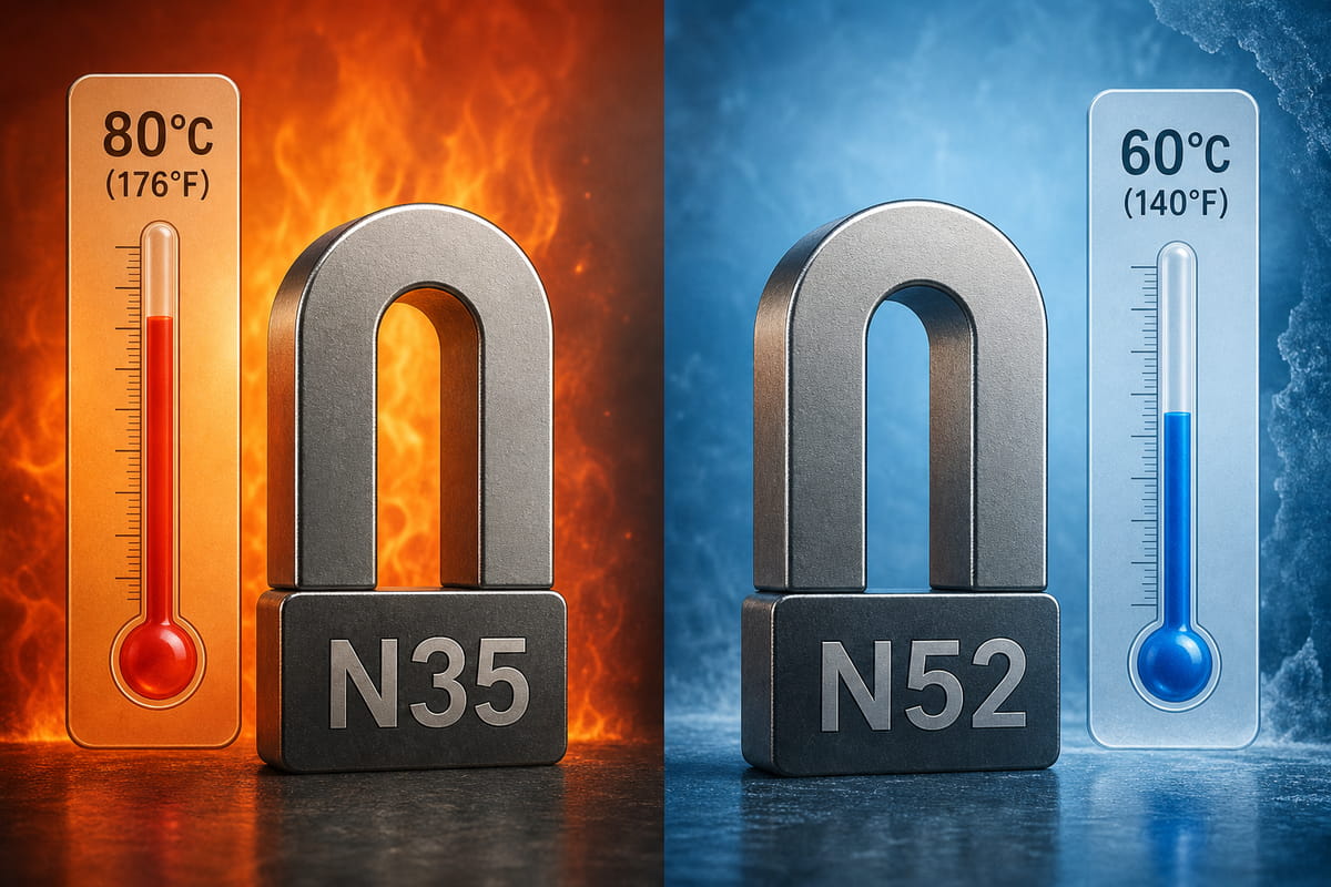 Resistencia a la temperatura de los imanes N35 frente a los N52