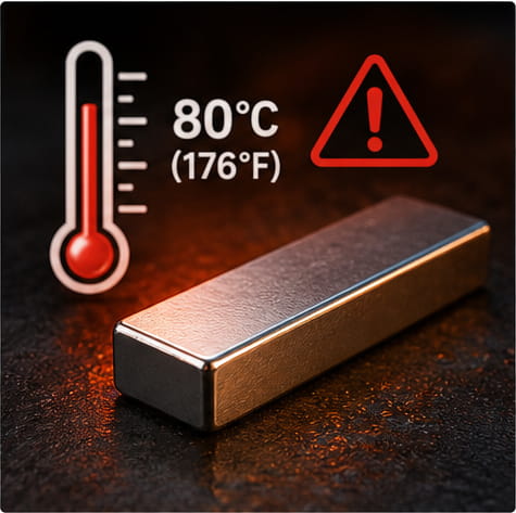 Límites de temperatura del imán en barra N40