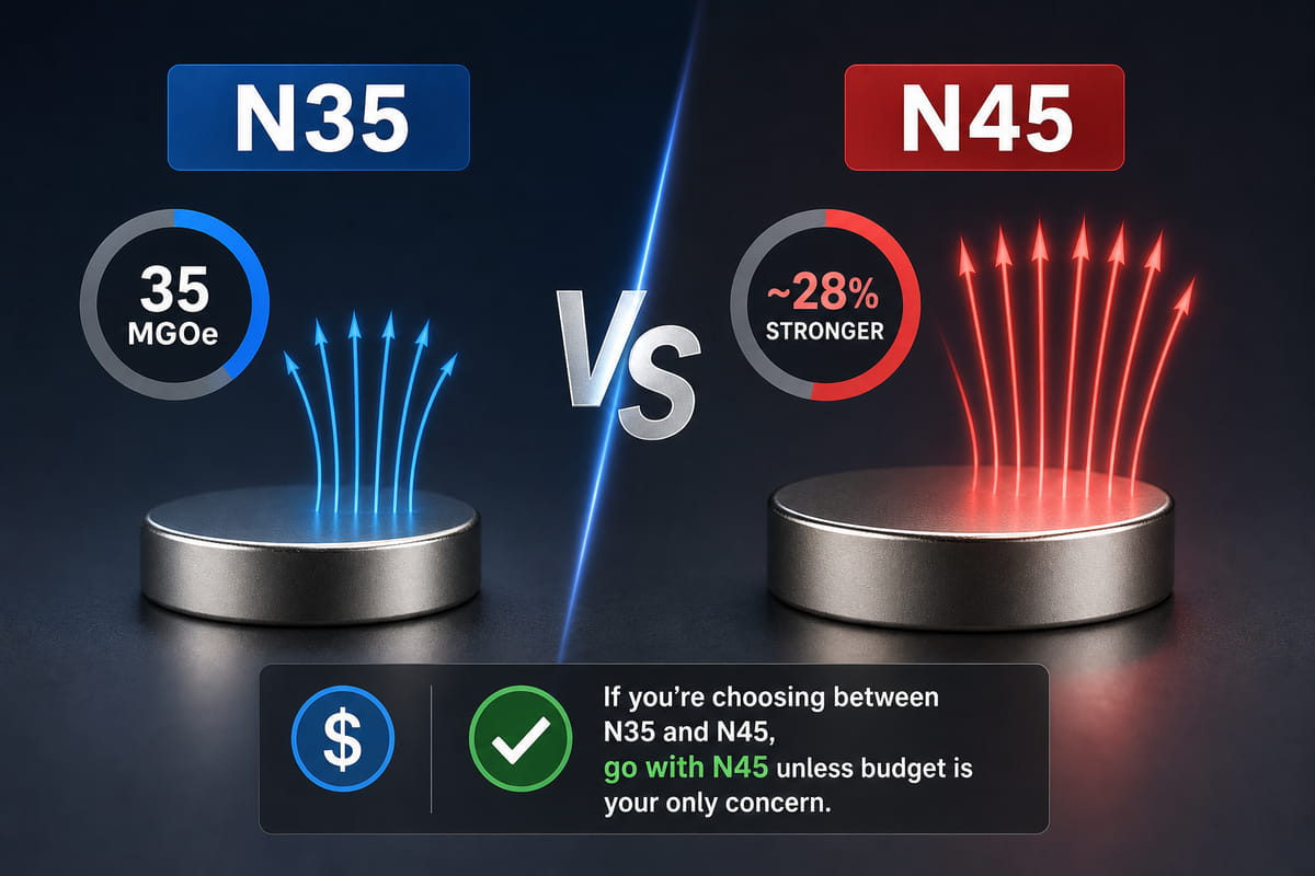 Comparación sencilla entre los imanes N45 y N35