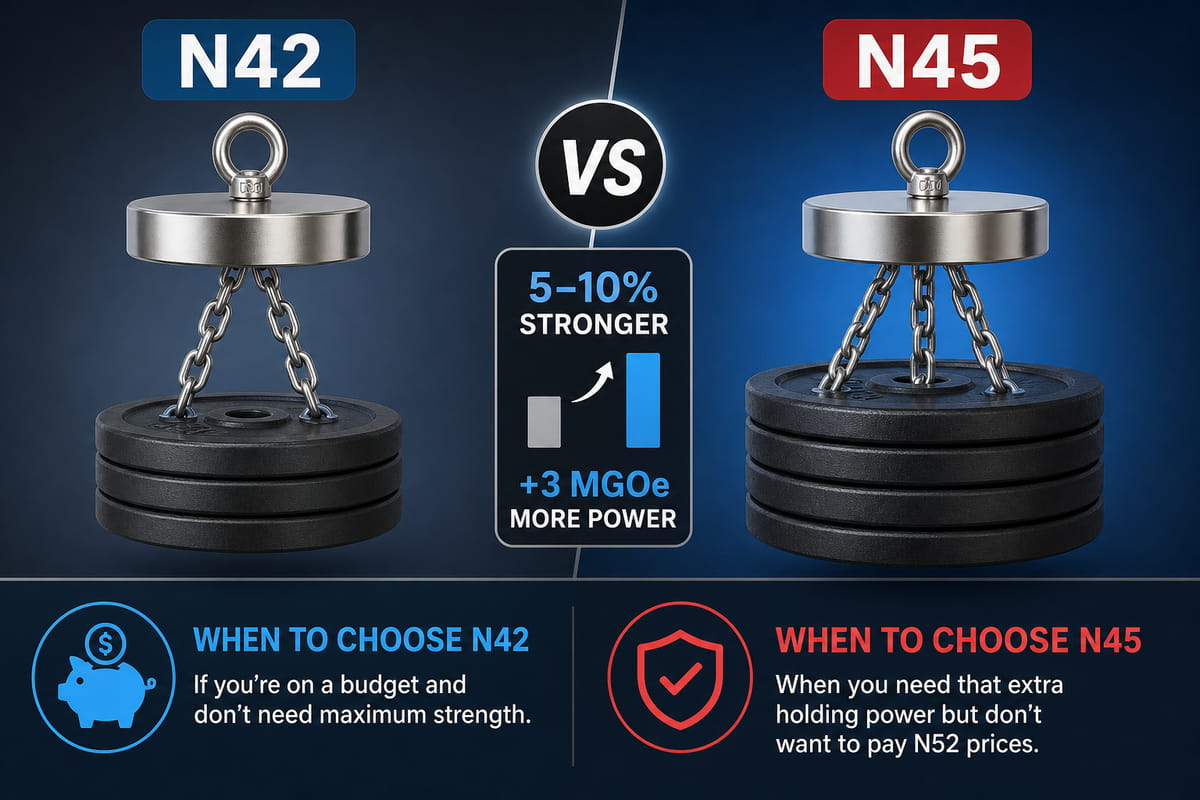 Comparación sencilla entre los imanes N45 y N42