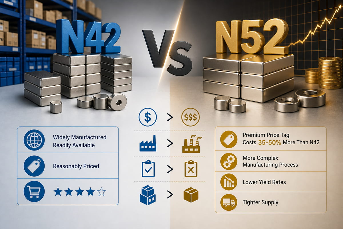 Imanes N52 frente a N42: coste y disponibilidad