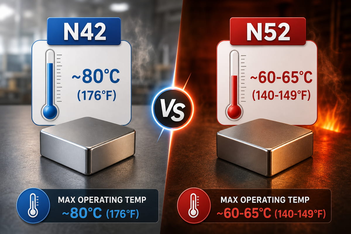Resistencia a la temperatura de los imanes N52 frente a los N42
