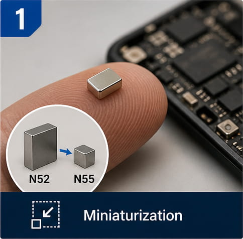 Imán N55 para la miniaturización